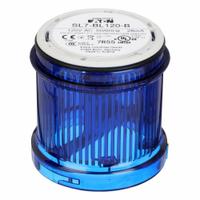 EATON Tower Light Module: Flashing, 110/120V AC, Blue, 73 mm Overall Dia, 3 in Overall Ht, SL4 (MPN SL7-BL120-B). Key specifications — Brand: EATON; Compatible with Series: SL4; Lens Color: Blue; Operating Voltage: 110/120V AC; Manufacturer Part Number: SL7-BL120-B.