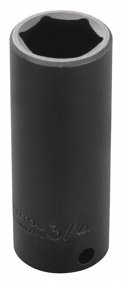 PROTO Impact Socket: 3/8 in Drive Size, SAE, 3/4 in Socket Size, 6-Point, Deep - Thin Wall Impact Sockets