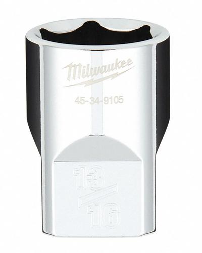 MILWAUKEE Standard Socket: SAE, 1/2 in Drive Size, 13/16 in Socket Size, 6-Point - Anti-Roll Hand Sockets