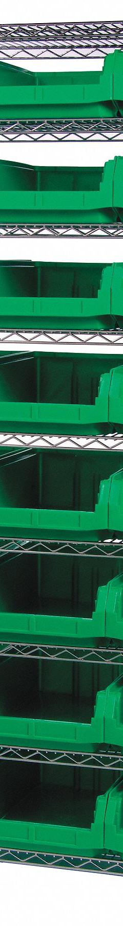 QUANTUM STORAGE SYSTEMS Bin Shelving: 42 in x 18 in x 74 in, 1 Sided, 18 Bins, Open, Red, 7 Shelves (MPN WR7-532RD). Key specifications — Includes Bins: Yes; Bin Material: Polypropylene; Frame Color: Silver; Bin HxWxD: (18) 12-1/4 in x 12-3/8 in x 19-3/4 in; Frame Material: Steel; Bin Color: Red; Bin Style: Hang and Stack; Brand: QUANTUM STORAGE SYSTEMS.