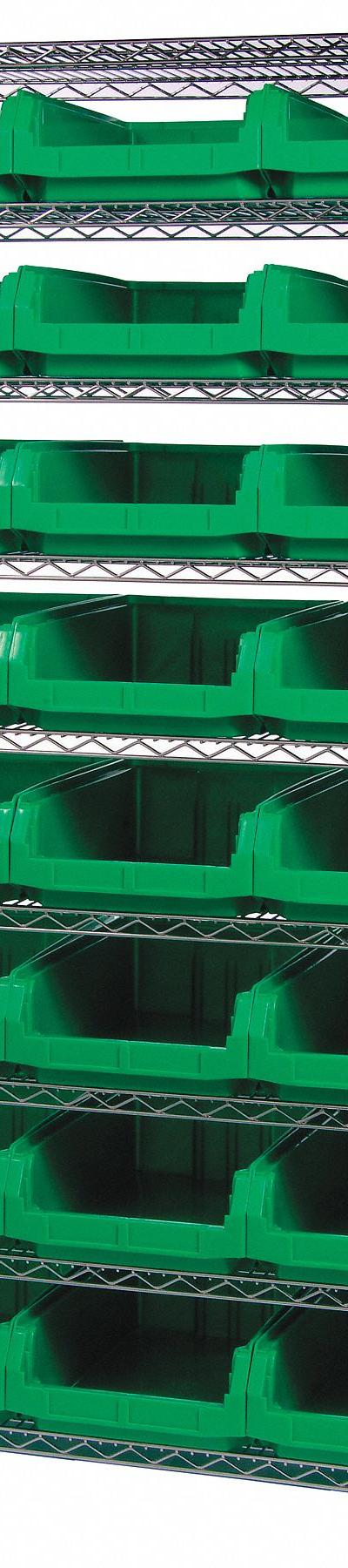 QUANTUM STORAGE SYSTEMS Bin Shelving: 42 in x 18 in x 74 in - Wire Stationary Bin Shelving with Open-Front Bins