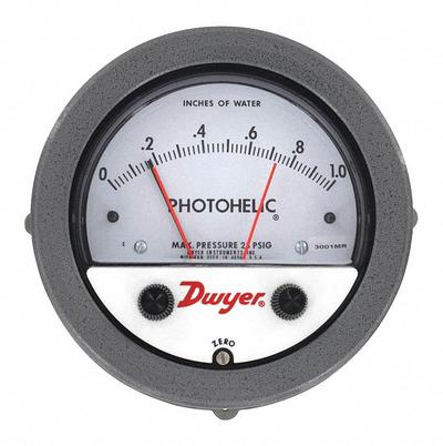 Dwyer Pressure Switch/Gage Range 0-5 Wc: Back/Single-Side, 1/8 in NPT Female - Low Operating Pressure Differential Gauges with Switch