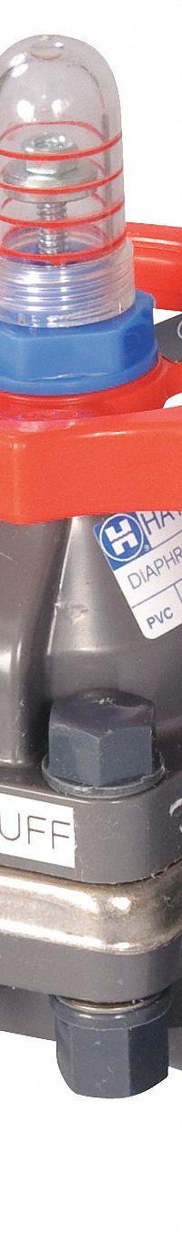 HAYWARD Diaphragm Valve: 2 in, PVC, 2-Way, NPT x Socket, 150 psi Max Pressure (CWP), FPM (MPN DAB1020UFF). Key specifications — Diaphragm Material: FPM; Special Features: Position Indicator; Brand: HAYWARD.