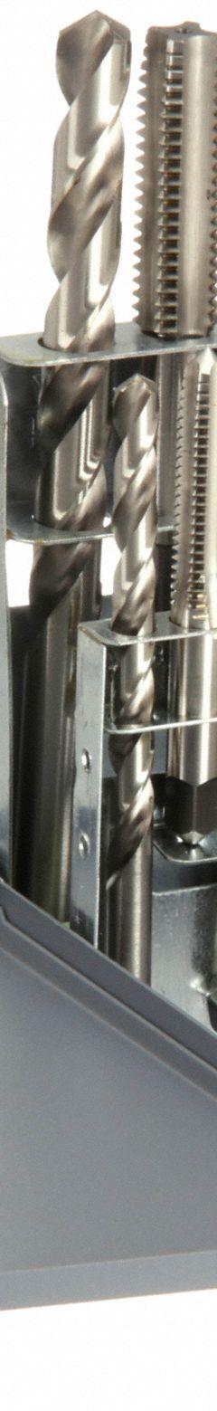 CHICAGO-LATROBE Drill Bit and Tap Set: 18 Pc, 5/16" to 27/64" Drills (MPN 52580). Key specifications — attr1300596: Straight Flute.