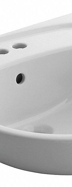 AMERICAN STANDARD Bathroom Sink: Mezzo™, White, Fireclay China, 22 in Overall Lg, 3 Faucet Holes (MPN 9960403.020). Key specifications — Series: Mezzo™; Includes: Rear Overflow, Space Saving Design, Recessed Self-Draining Deck, Barrier Free Design, Self Rimming with Sealant, Mounting Kit, Cutout Template; Color: White; Brand: AMERICAN STANDARD; Sink Type: Bathroom; Material: Fireclay China; Sink Material: Ceramic.