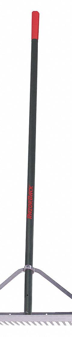 RAZOR-BACK Landscape Rake: Aluminum, Aluminum Handle, Straight Handle Type, 66 in Handle Lg (MPN 63000GR). Key specifications — Tine Material: Aluminum.