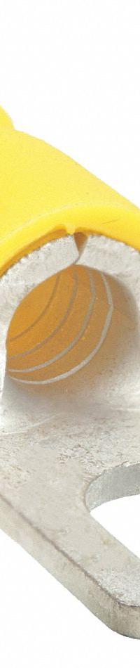 GRAINGER Fork Terminals: Yellow, Vinyl, #10 Stud Size, 12 AWG – 10 AWG Wire Range, Std Fork, 600 V (MPN 5WHF9). Key specifications — Barrel Style: Funnel Entry; Manufacturer Part Number: 5WHF9; Brand: GRAINGER.