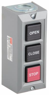 DAYTON Control Station: (3) Push Buttons, 0 Pilot Lights, 2NO/3NC, Open/Close/Stop, (3) Momentary (MPN 20C797). Key specifications — attr1022946: Open/Close/Stop; attr1022956: Red; attr211290: DAYTON; attr1042017: Indoor Use Only; attr1089900: (3) Push Buttons.