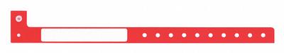 ID Wristband: No Legend, 10 in Overall Lg, 1 1/4 in Overall Wd, Plastic, Red - Security Wristbands