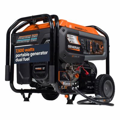 GENERAC Portable Generator: Conventional, Gasoline/Propane, 7,500 W Running - Conventional Generators