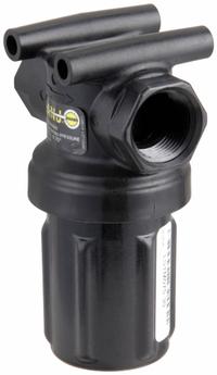 BANJO Inline Strainer: Polypropylene, 1/2 in, NPT, Mesh, 0.007 in Screen Size, 4 1/4 in Ht, 3 in Lg (MPN LSTM050-80). Key specifications — Screen Material: 316 Stainless Steel; Bowl Color: Black; Material: Polypropylene; Brand: BANJO; Seal Material: EPDM; Color: Yellow.