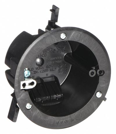 CANTEX Electrical Box: Polycarbonate, Nonmetallic Material & Nominal Size, Round - Ceiling Electrical Boxes