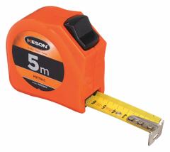 KESON Tape Measure: Nonmagnetic Single Hook Tip, 5 m, Plastic, High-Visibility Orange (MPN PGT5MV). Key specifications — attr935324: KESON; attr942259: High-Visibility Orange; attr935326: Finger Brake; attr935328: 1 mm; attr935329: Centimeters; attr935337: Metric; attr936607: Manual Lock; attr985315: 5 m or less.