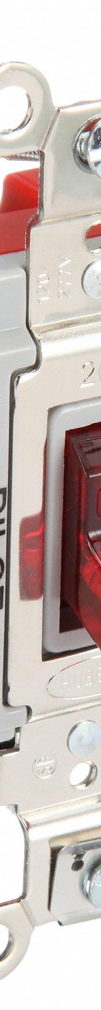 BRYANT Wall Switch: Toggle Switch, Single Pole, Maintained, Red, 120V AC, 20 A (MPN 4901PLR120). Key specifications — Illuminated: No.