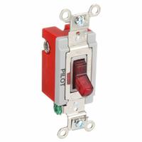 BRYANT Wall Switch: Toggle Switch, Single Pole, Maintained, Red, 120V AC, 20 A (MPN 4901PLR120). Key specifications — Illuminated: No.
