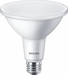 PHILIPS Compact LED Lamp: LED, PAR38, Medium Screw (E26), 13 W Watt, 5000K, 1,300 lm Light Output (MPN 13PAR38/COR/950/F25/DIM/P/ULW/T20-6/1FB). Key specifications — Bulb Finish: Clear; Color Temperature: 5000K; Shatter-Resistant: Yes; Brand: PHILIPS; Voltage: 120V; Bulb Shape: PAR38.