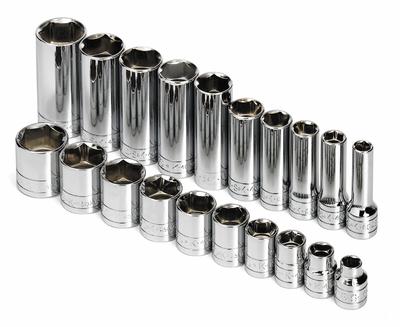 SK PROFESSIONAL TOOLS Socket Set: 3/8 in Drive, 20 Piece, 6-Point, SAE - SAE & Metric Socket Sets