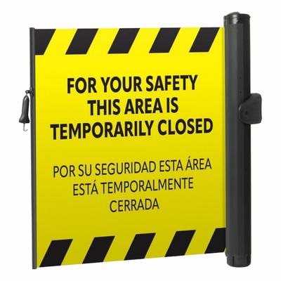 MODUS Mounted Barrier: Fixed Mount, 11 1/2 ft Belt Lg, Restricted Access Messaging - Wall-Mount Retractable Belt Barriers