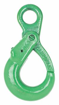 CAMPBELL Self-Locking Hook: 4,300 lb Working Load Limit, 100 Hook Grade, Alloy Steel, Eye, Painted (MPN 5648495). Key specifications — Color: Green; Brand: CAMPBELL; Visual Indicator Markings: None.