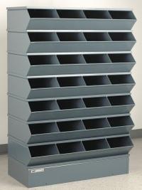 STACKBIN Sectional Stacking Bin Units: 37 in x 15 in x 58 1/2 in, Std, 28 Compartments, Gray (MPN 3-328SSB). Key specifications — Color: Gray; Brand: STACKBIN.
