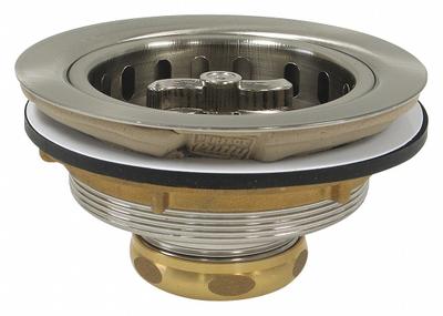 PERFECT PUTTY Strainer: Brass, Brushed Nickel, 2 1/2 in Overall Ht, 4 1/2 in Overall Dia - Sink Drains with Basket Strainer without Tailpiece