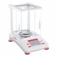 OHAUS Compact Bench Scale: 120 g Capacity, 0.0001 g Readability, 0.0001 g Repeatability, ABS (MPN AX124/E). Key specifications — Brand: OHAUS; Display Type: VGA Touchscreen.