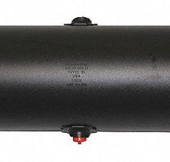 VELVAC Air Tank: 6.44 gal Tank Capacity, 125 psi Max Op Pressure, Horizontal, 22.5 in Overall Lg (MPN 035106). Key specifications — attr51589: SAE J10; attr51576: VELVAC.