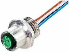 MURRELEKTRONIK Cordset: M12 Female – Front Mounting Receptacle, A, 8 Pins, 0.2 m Wire Lead Lg (MPN 7024-17181-9730020). Key specifications — Cable Jacket Material: PP; IP Rating: IP69K; NEMA Rating: 6P; Brand: MURRELEKTRONIK; Wire Size: 0.25 sq mm; Coding: A.