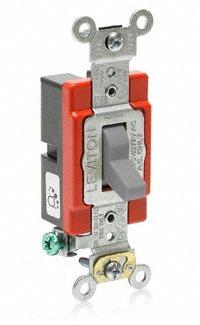 LEVITON Wall Switch: Toggle Switch, Single Pole, Maintained, Gray, 120/277V AC, 20 A (MPN A1221-GY). Key specifications — Illuminated: No; Voltage Rating: 120/277V AC.