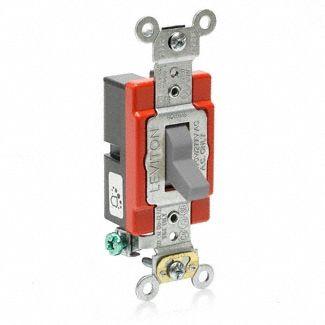 LEVITON Wall Switch: Toggle Switch, Single Pole, Maintained, Gray, 120/277V AC - Toggle Wall Switches