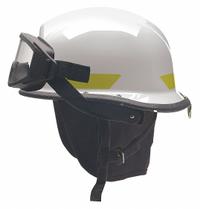 BULLARD Fire Helmet: White, Polyetherimide, Modern Rear Brim, Chin Strap (MPN URXWHGFP4). Key specifications — Color: White; Chin Strap: Yes; Brand: BULLARD; Shell Material: Polyetherimide; Style: Modern Rear Brim; Suspension: Standard Sure-Lock(R) Ratchet Headband.