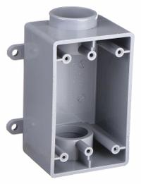 CANTEX Electrical Box: PVC, Rectangular, 1 Gangs, 1 in Hub Size, 21 cu in Capacity, Gray (MPN 5133465). Key specifications — Color: Gray; Brand: CANTEX.
