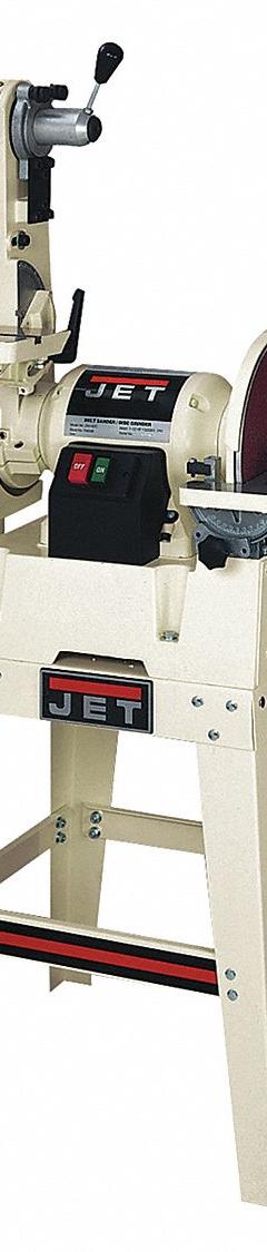JET Belt and Disc Sander: For Wood, 230 V, Single-Phase, 1 1/2 hp, 6 in x 48 in Belt, 12 in Disc (MPN 708599K). Key specifications — attr564072: Single-Phase; attr650959: Wood; attr564036: JET.