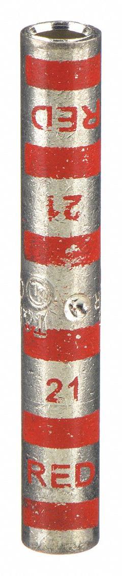 THOMAS & BETTS Open Barrel Splice: 8 AWG Wire Size, Red Code, 1.75 in, Copper Barrel, 21 Die (MPN 54804). Key specifications — Die Code: 21; Brand: THOMAS & BETTS; Color Code: Red.