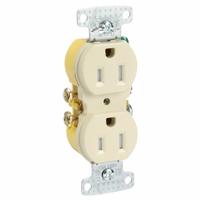 HUBBELL Receptacle: Duplex, 5-15, Ivory, 125V AC, 15 A, 2 Pole / 3 Wire (MPN RR15SITR)
