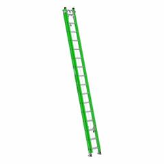 WERNER Extension Ladder: 32 ft Ladder Size, Fiberglass, 375 lb Load Capacity, 65 lb Wt, 2 Sections (MPN B7132-2X9294). Key specifications — Color: Green; Brand: WERNER; Included Features: Rope and Pulley; Removable Fly: Removable.