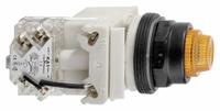 SCHNEIDER ELECTRIC Pilot Light: 30 mm Panel Mounting Size, Amber, Incandescent, 9001SK Series (MPN 9001SKT1A31). Key specifications — Series: 9001SK; Brand: SCHNEIDER; Includes Push-To-Test: Push-To-Test Included.
