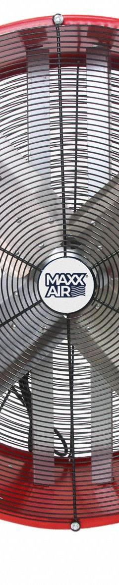 MAXX AIR Cooling Fan: 36 in Blade Dia, 120V AC, Mobile, 1/2 hp, Direct Drive, Steel (MPN BF36DD RED). Key specifications — Mobility: Mobile; Voltage: 120V AC; Brand: MAXX AIR.