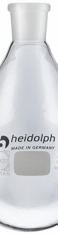 HEIDOLPH Rotary Evaporator Glassware: 2,000 mL, Colorless, Round, 24/40 Compatible with Stopper Size (MPN 036302370). Key specifications — Shape: Round; Body Color: Colorless; Brand: HEIDOLPH; Compatible with Stopper Size: 24/40.