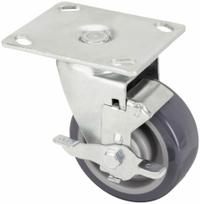 APPROVED VENDOR Plate Caster: Swivel, Side Brake, Polyurethane, 5 in Wheel Dia, 1 5/16 in Wheel Wd (MPN P13S-UP050D-14-SB). Key specifications — Wheel Bearing Type: Delrin; Wheel/Tread Color: Gray; Brand: APPROVED VENDOR; Caster Type: Swivel with Brake.