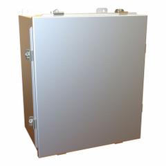 HAMMOND Enclosure: Aluminum, 14 in x 12 in x 8 in, NEMA 12/13/4/4X, w/Panel, Solid Cover, Clamp On (MPN 1414N4ALM8). Key specifications — Brand: HAMMOND; Closure Method: Clamps; Enclosure Material: Aluminum; Knockouts: Not Included; Includes Inner Panel: with Inner Panel Included.