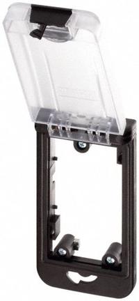 MURRELEKTRONIK Modlink single frame: 1-Way Mounting Frame, Black Nylon Housing, IP65, -30°C to 70°C (MPN 4000-68512-0000001). Key specifications — Brand: MURRELEKTRONIK; IP Rating: IP65; Product Type: Frame with Cover; Color: Black; Material: Nylon; Compatible Inserts: Modlink MSDD Panel Interface Inserts; Housing Type: 1-Way Mounting Frame.