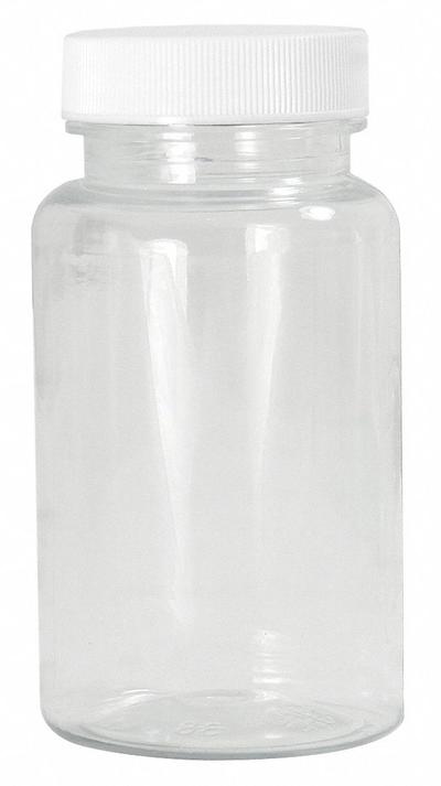QORPAK Wide Mouth Bottle: PET, 500 mL, 16.9 fl oz, Closure Included, Colorless - PET Wide Mouth Round Lab Bottles