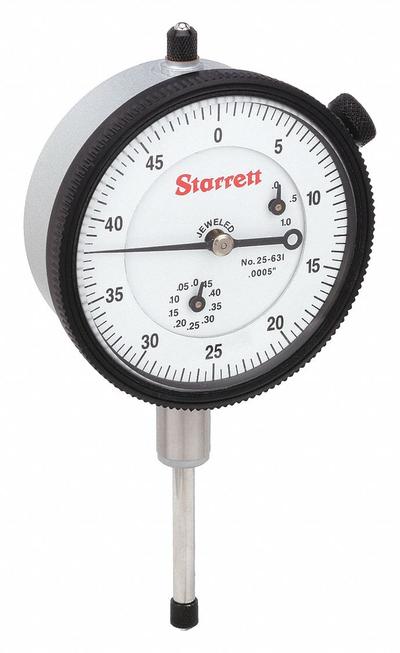 STARRETT Dial Indicator - Lug Back: 0 in to 1 in, Inch, Plunger - Continuous Reading Back Lug Dial Indicators