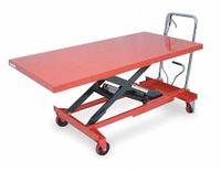 DAYTON Scissor Lift Table: 1,000 lb Load Capacity, 63 in L x 31 1/2 in W, 35 1/4 in Max Lifting Ht (MPN 4ZC18). Key specifications — Platform Material: Steel; Brand: DAYTON.