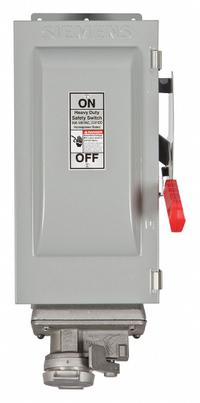 SIEMENS Safety Switch: Fusible, 30 A, Three Phase, 600V AC, Galvanized Steel, Indoor (MPN HF361JCH). Key specifications — Brand: SIEMENS; Compatible Plug Series: Crouse-Hinds Arktite.
