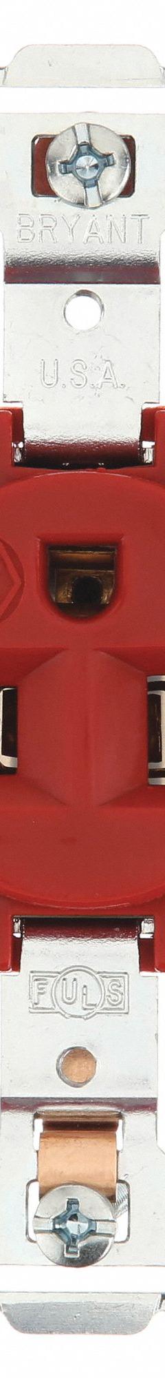 BRYANT Receptacle: Single, 5-20, Red, 125V AC, 20 A, 2 Pole / 3 Wire (MPN 5361RED)