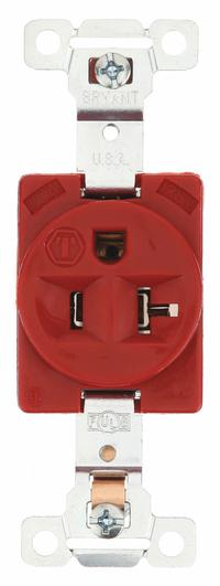 BRYANT Receptacle: Single, 5-20, Red, 125V AC, 20 A, 2 Pole / 3 Wire (MPN 5361RED)