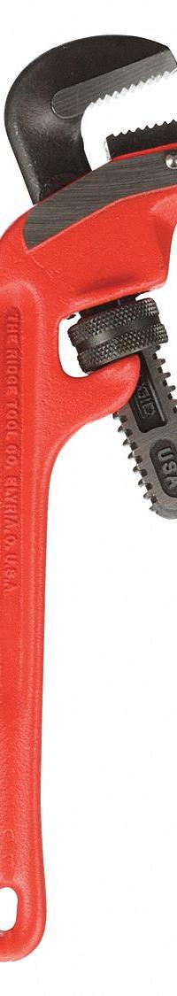 RIDGID End Pipe Wrench: Cast Iron, 2 in Jaw Capacity, Serrated, 14 in Overall Lg, I-Beam (MPN 31070). Key specifications — attr309808: I-Beam; attr309815: Cast Iron; attr324941: RIDGID.