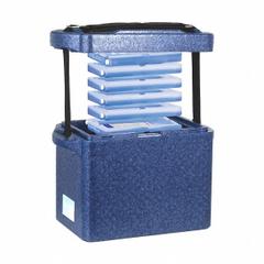 Cryogenic Storage Box: 11 3/8 in Overall Lg, 9 3/4 in Overall Wd, 6 3/4 in Overall Ht, 10 L Capacity (MPN 0372642). Key specifications — Material: Polypropylene; Includes: (4) 4°C Frames; Product Type: Transport Box; Brand: COLE-PARMER.